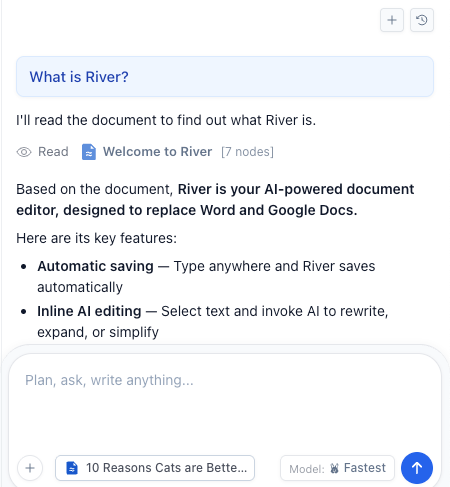 AI chat sidebar with conversation