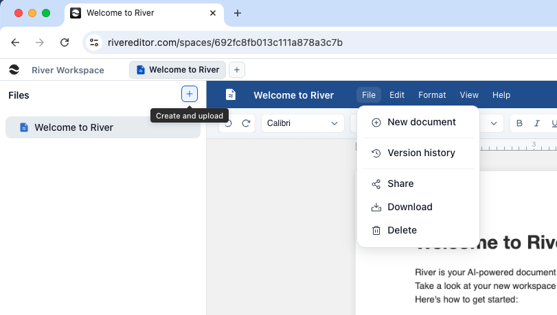 Document creation options