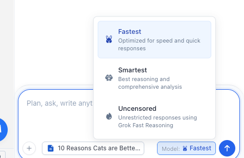 Model selector dropdown