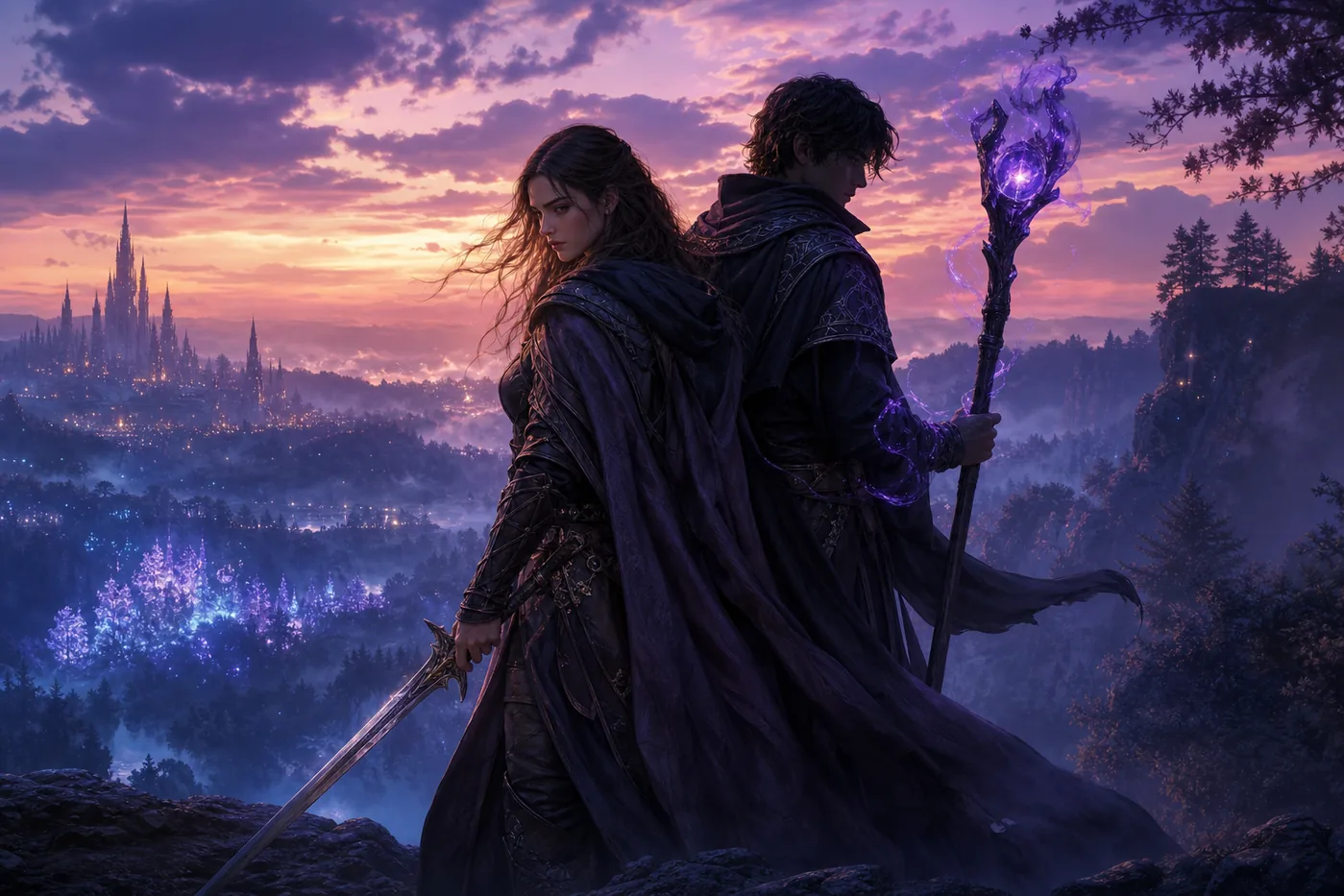 Fantasy romance scene illustration